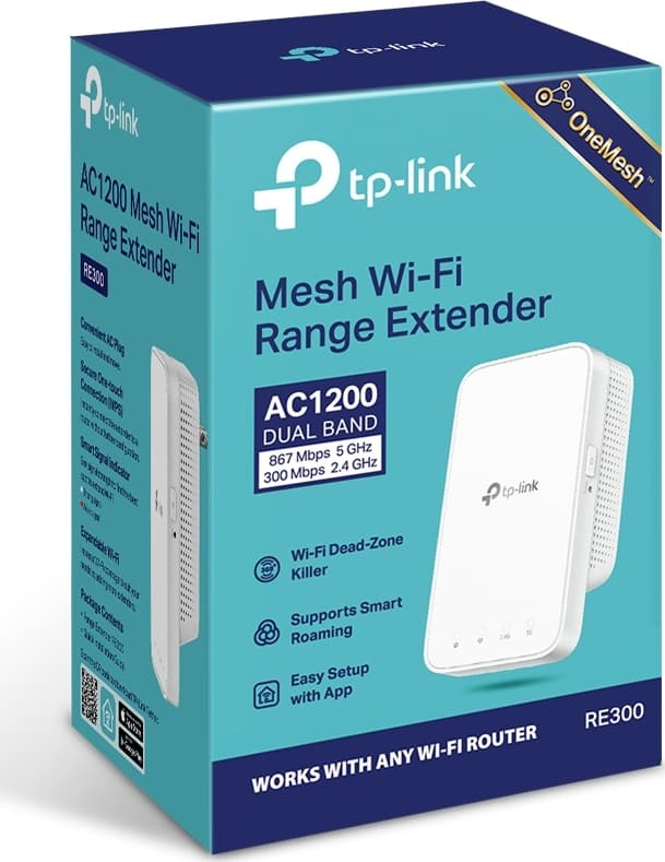 TP-LINK RE300 v1 Mesh WiFi Extender Dual Band (2.4 & 5GHz) 1200Mbps 5