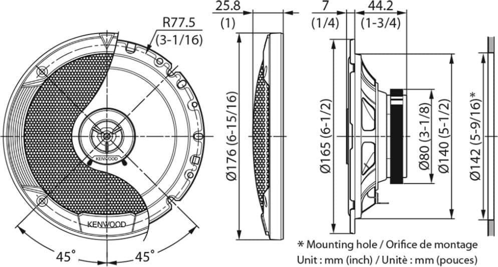 Kenwood KFC-S1766 Σετ Ηχεία Αυτοκινήτου 6.5" με 30W RMS (2 Δρόμων) 3