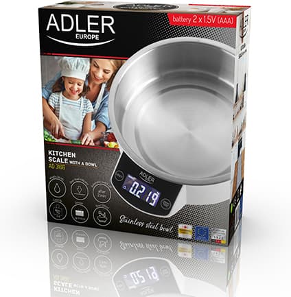 Adler Ψηφιακή Ζυγαριά Κουζίνας με Κάδο έως 5kg Λευκή AD 3166 2