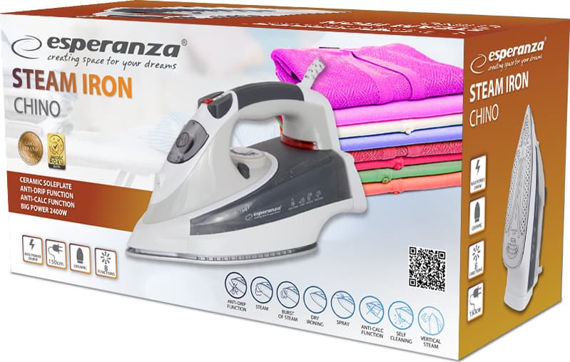 Esperanza Σίδερο Ατμού 2400W με Κεραμική Πλάκα και Συνεχόμενη Παροχή 25gr/min EHI009 7