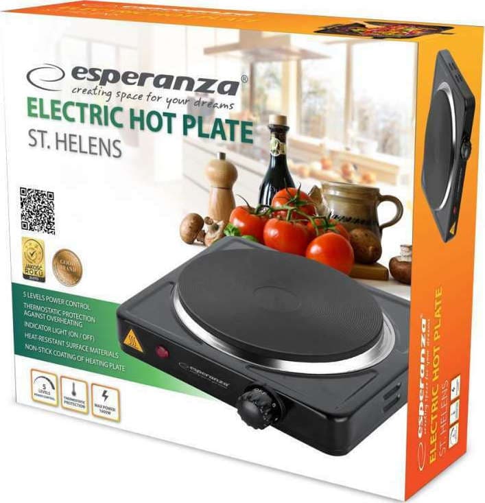 Esperanza EKH003K Επιτραπέζια Εστία Εμαγιέ Μονή Μαύρη EKH003K 3