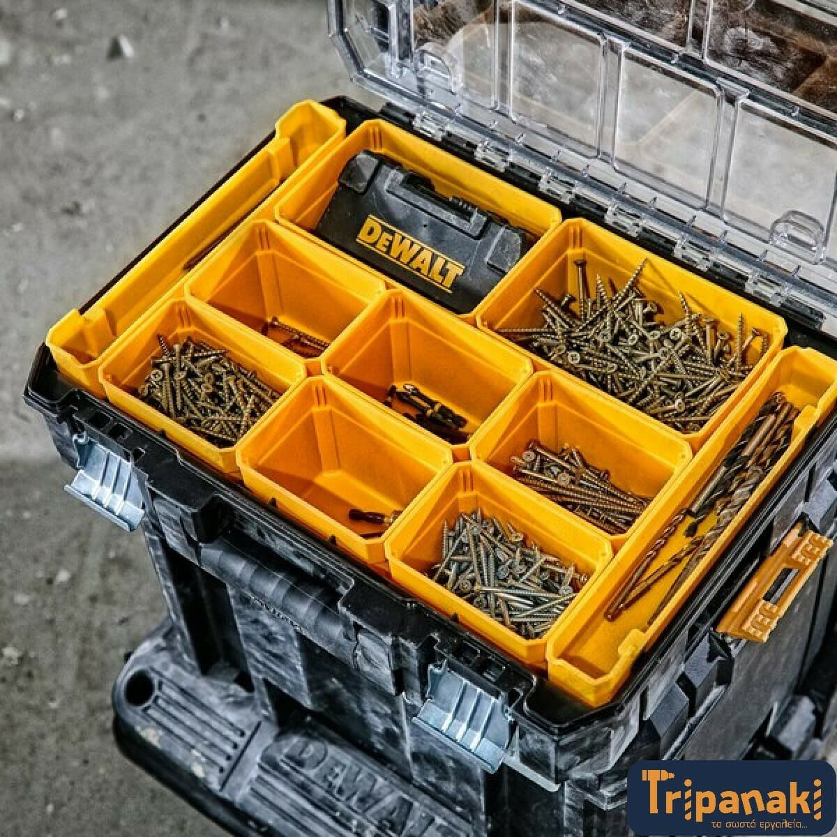 DEWALT Tstak Ταμπακιέρα Εργαλείων 10 Θέσεων με Αφαιρούμενα Κουτιά Κίτρινη 44x33.7x11.95εκ. DWST82968-1 8