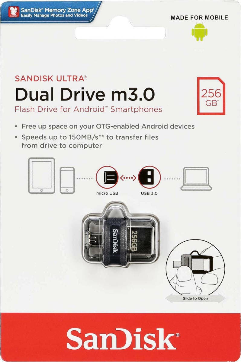 Sandisk Ultra Dual Drive M3.0 256GB USB 3.0 Stick με σύνδεση USB-A & micro USB-B Μαύρο 4