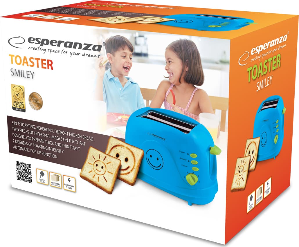 Esperanza Smiley EKT003B Φρυγανιέρα 2 Θέσεων 750W Μπλε 4