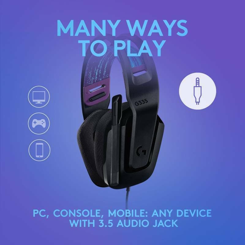 Logitech G335 Over Ear Gaming Headset με σύνδεση 3.5mm 4
