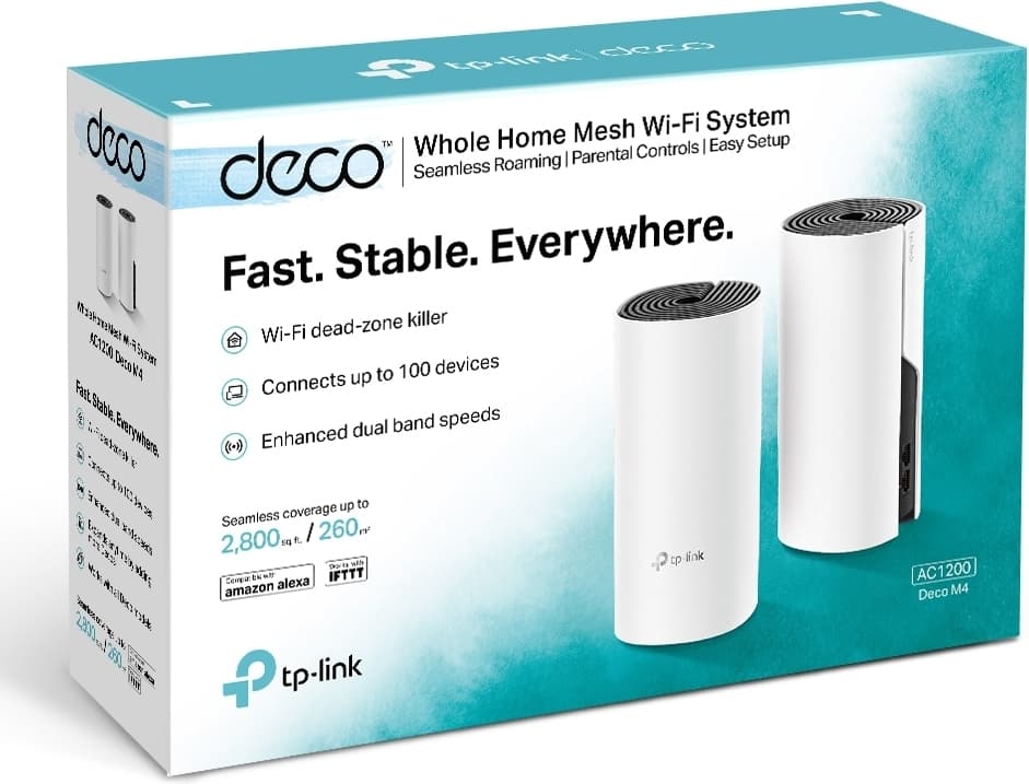 TP-LINK Deco M4 v2 WiFi Mesh Network Access Point Wi‑Fi 5 Dual Band (2.4 & 5GHz) σε Διπλό Kit 2