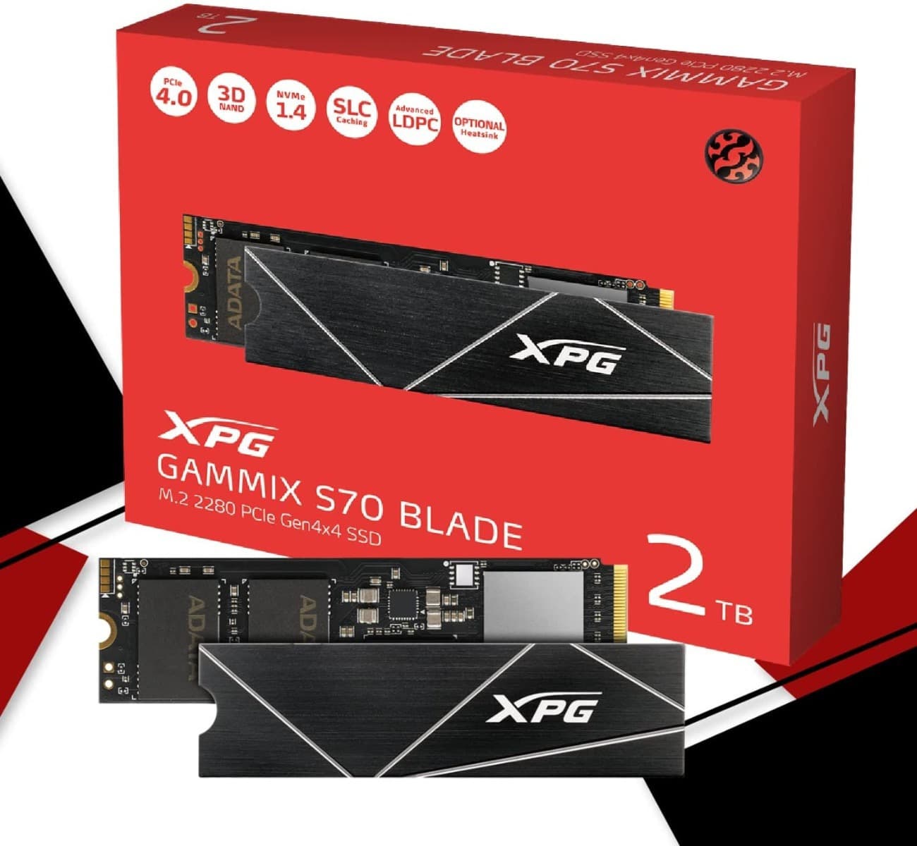 Adata XPG Gammix S70 Blade SSD 2TB τύπου M.2 με σύνδεση PCI Express 4.0 και Ψύκτρα (PS5 Compatible) AGAMMIXS70B-2T-CS 7