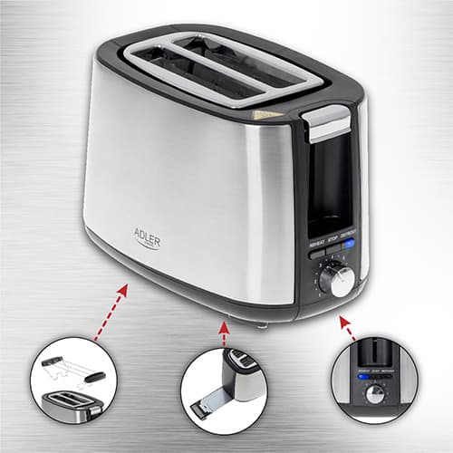 Adler AD 3214 Φρυγανιέρα 2 Θέσεων 750W Inox 8