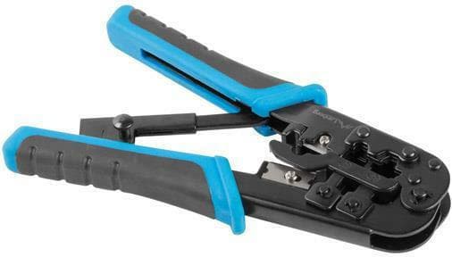 Lanberg Πρέσα Ακροδεκτών Δικτύου RJ12, RJ11, RJ45 με Απογυμνωτή, Μηχανισμό Καστάνιας και Μόνωση (Μήκος 180mm) NT-0201