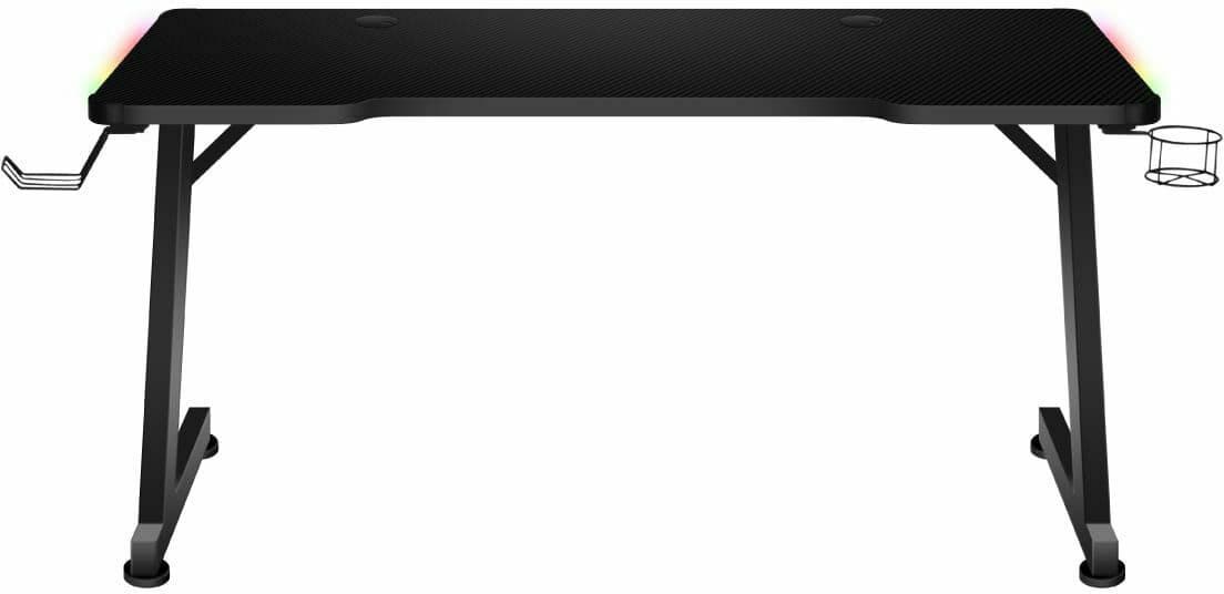 Γραφείο Gaming Hero 2.5 RGB Ξύλινο Μαύρο με Μεταλλικά Πόδια & LED 120x60x75εκ. 4