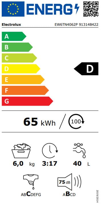 Electrolux Πλυντήριο Ρούχων Άνω Φόρτωσης 6kg 1000 Στροφών EW6TN4062P 6