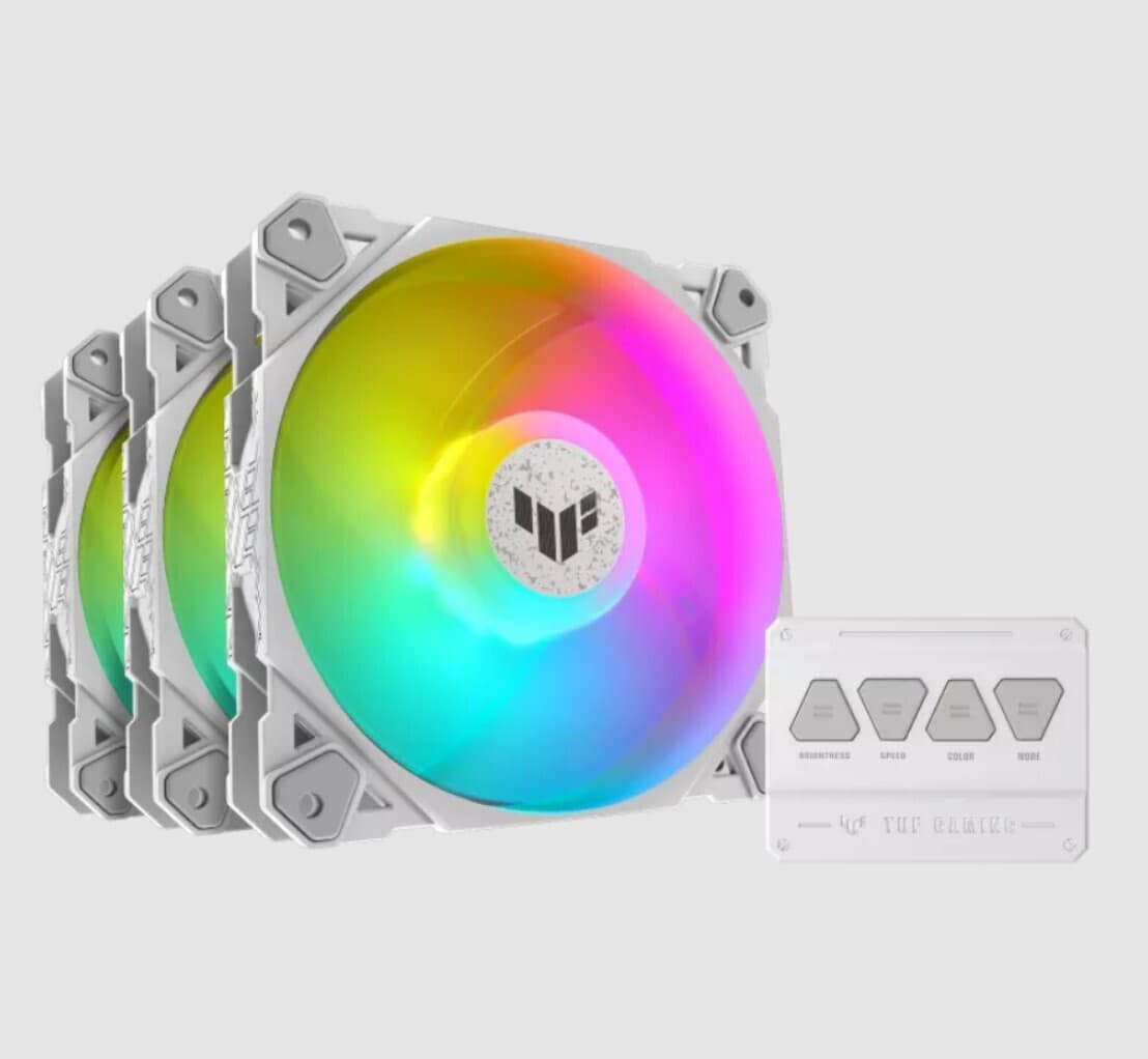 Asus TF120 Case Fan (1900rpm / 76cfm) με ARGB Φωτισμό και Σύνδεση 4-Pin PWM 3τμχ Λευκό 2