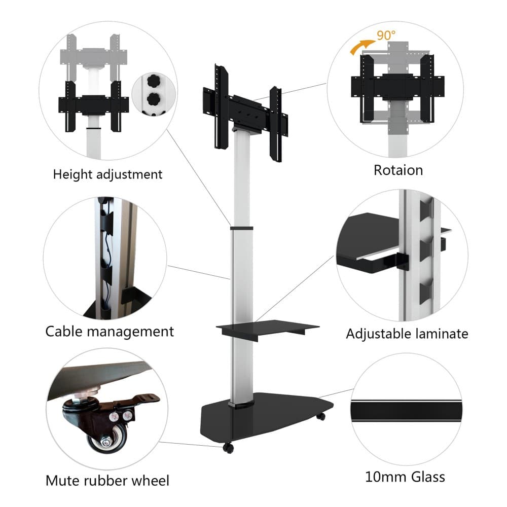 Techly ICA-TR3SL Βάση Τηλεόρασης Δαπέδου έως 70" 4