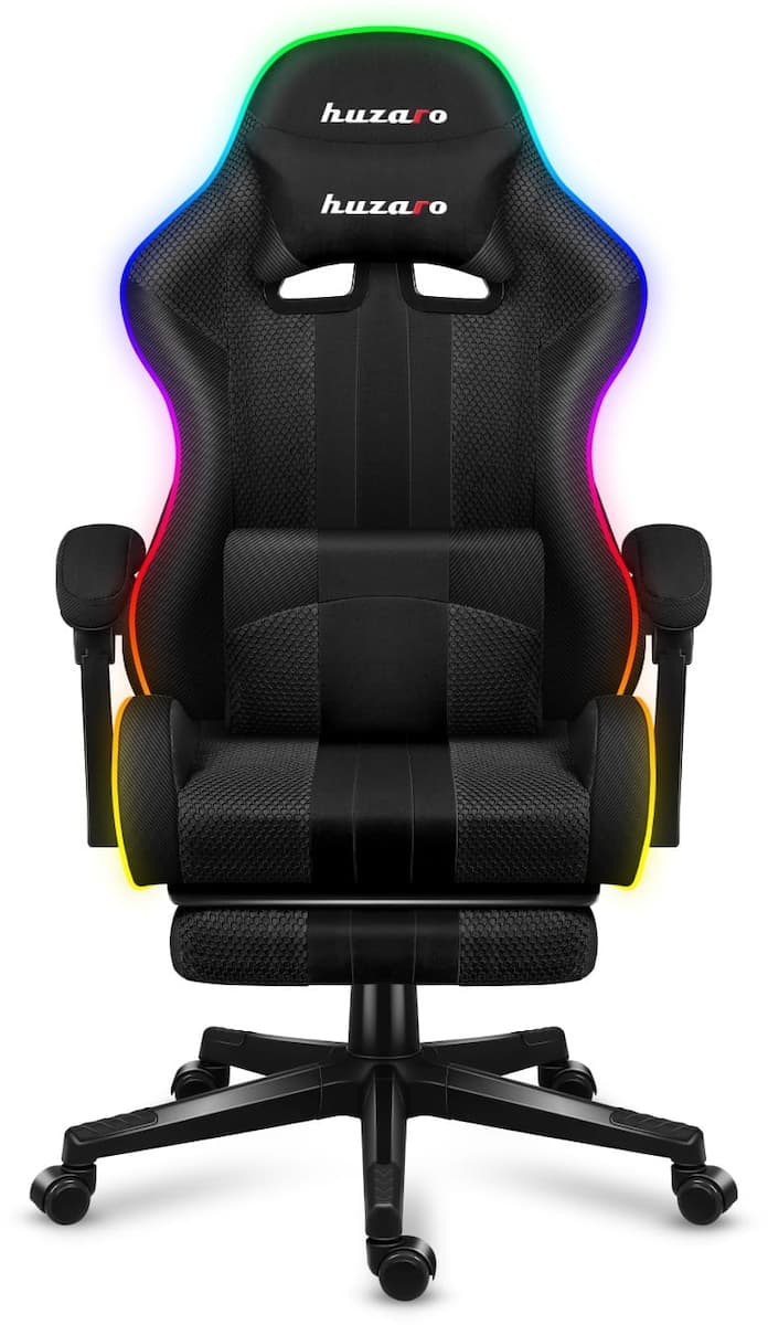 Huzaro Force 4.7 Καρέκλα Gaming Δερματίνης με RGB Φωτισμό και Υποπόδιο Grey Mesh