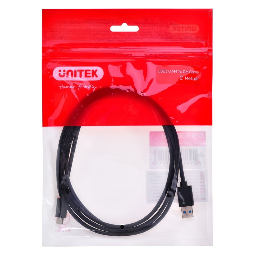 Unitek USB 3.1 Cable USB-C male - USB-A Μαύρο 2m C14103BK-2M 3