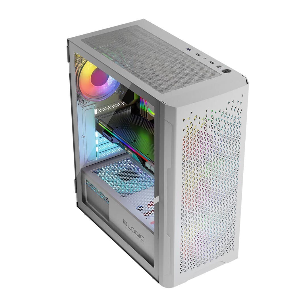 Logic Aramis ARGB Gaming Midi Tower Κουτί Υπολογιστή με Πλαϊνό Παράθυρο Λευκό 6