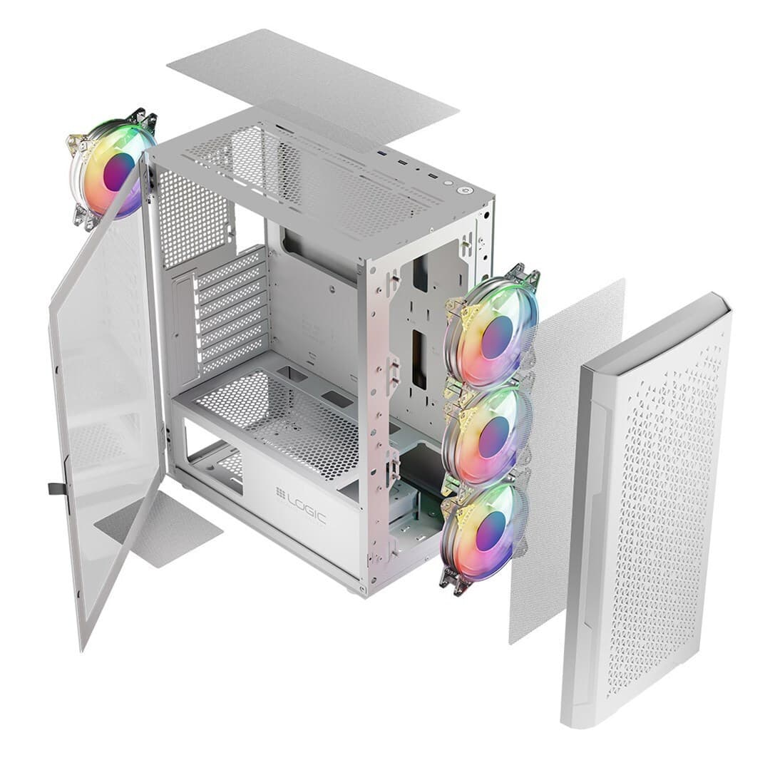 Logic Aramis ARGB Gaming Midi Tower Κουτί Υπολογιστή με Πλαϊνό Παράθυρο Λευκό 12