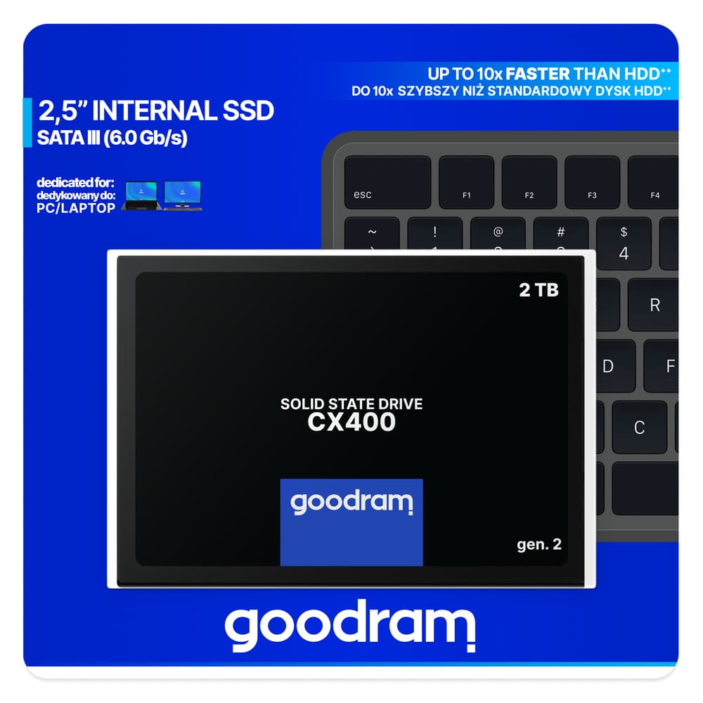GoodRAM CX400 Gen.2 SSD 2TB τύπου 2.5'' με σύνδεση SATA III SSDPR-CX400-02T-G2 4