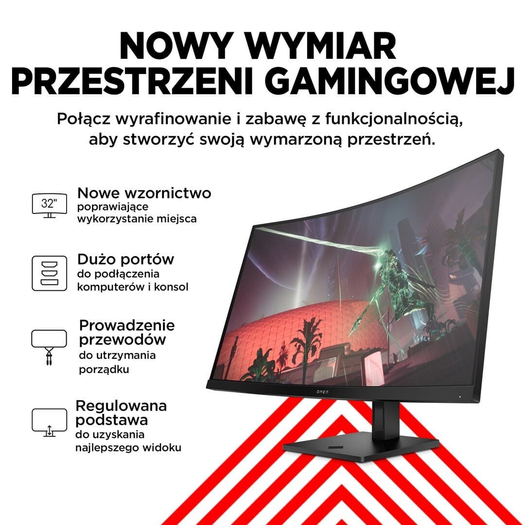 HP OMEN 32c VA HDR Curved Gaming Monitor 31.5" QHD 2560x1440 165Hz με Χρόνο Απόκρισης 1ms GTG 9