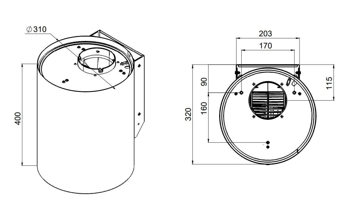 Maan Elba Mini WPB 431 Απορροφητήρας Νησίδα 31cm Γκρι 9