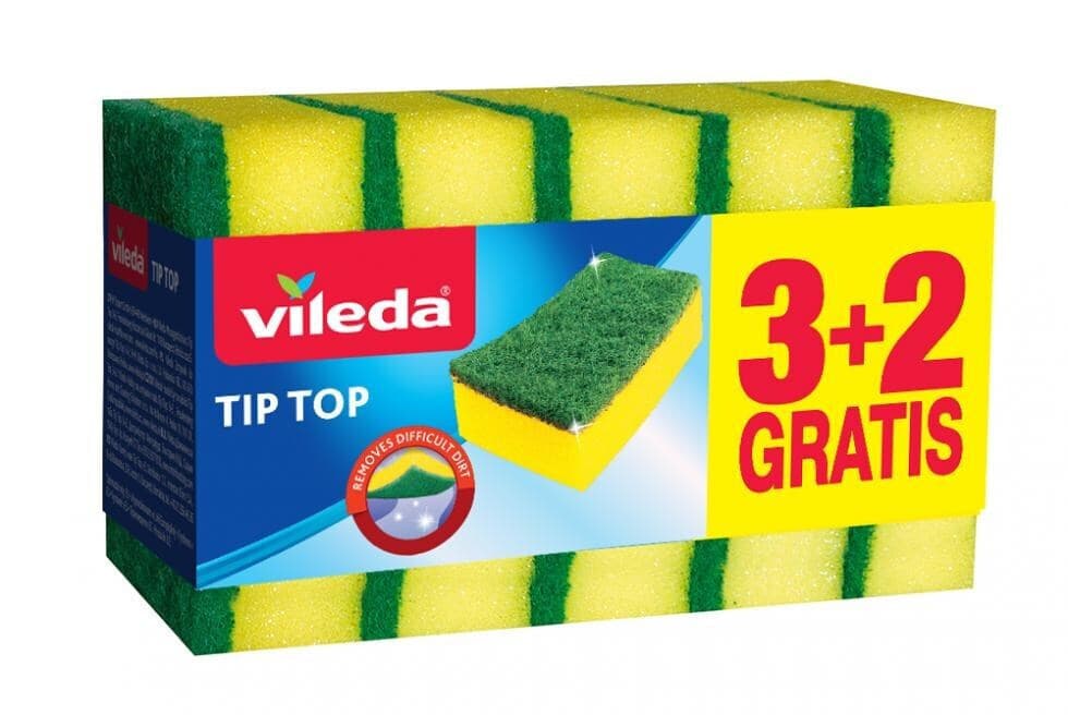 Vileda Tip-top 354149 Σετ Σφουγγάρια Πιάτων Κίτρινα 5τμχ 3
