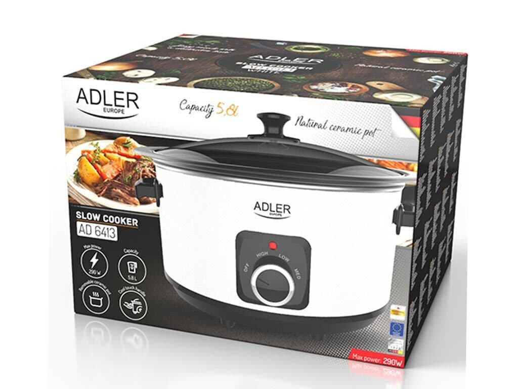 Adler AD 6413W Slow Cooker 290W με Χωρητικότητα 5.8lt Λευκό 7