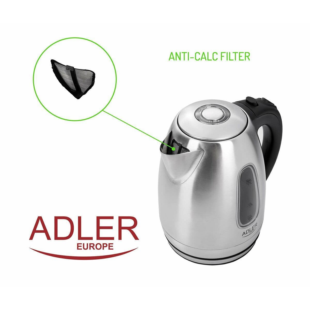 Adler Βραστήρας 1.7lt 2200W Μαύρος AD 1223 6