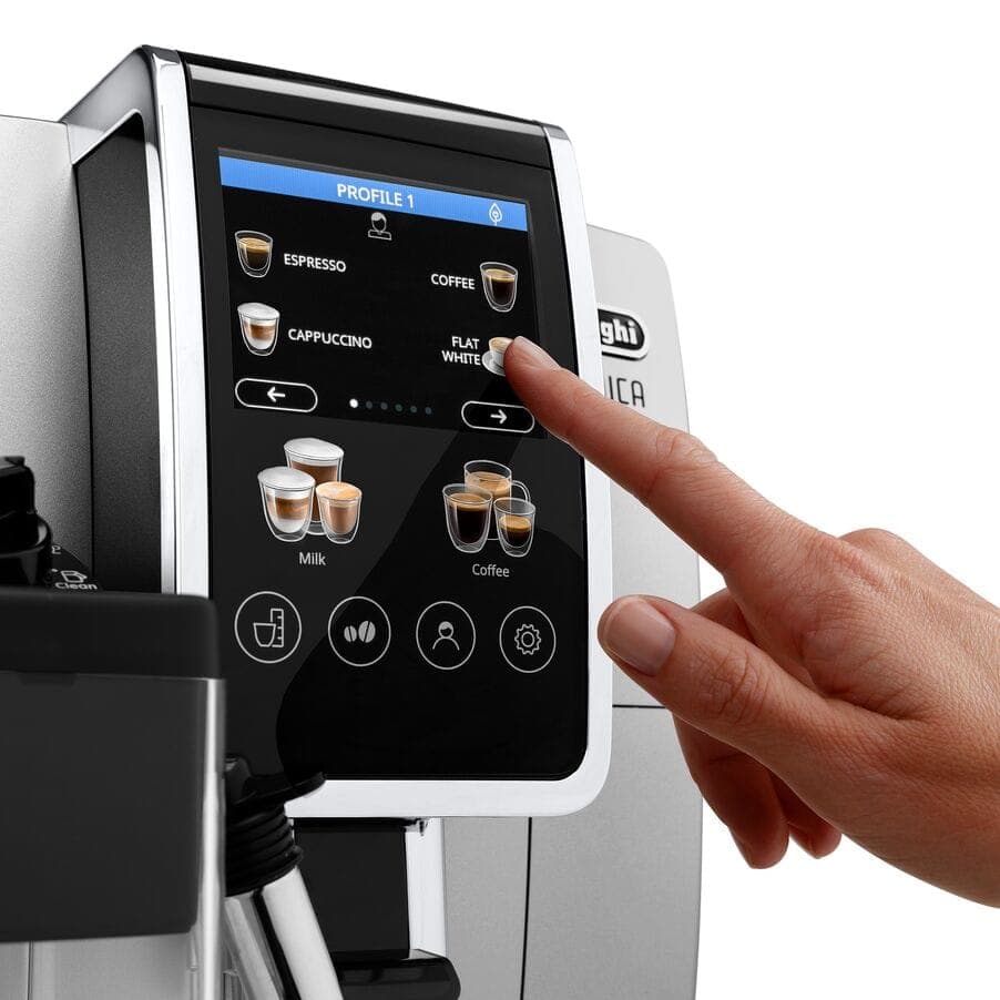 De'Longhi Dinamica Plus Αυτόματη Μηχανή Espresso 1450W Πίεσης 15bar για Cappuccino με Μύλο Άλεσης Ασημί ECAM380.85.SB 2