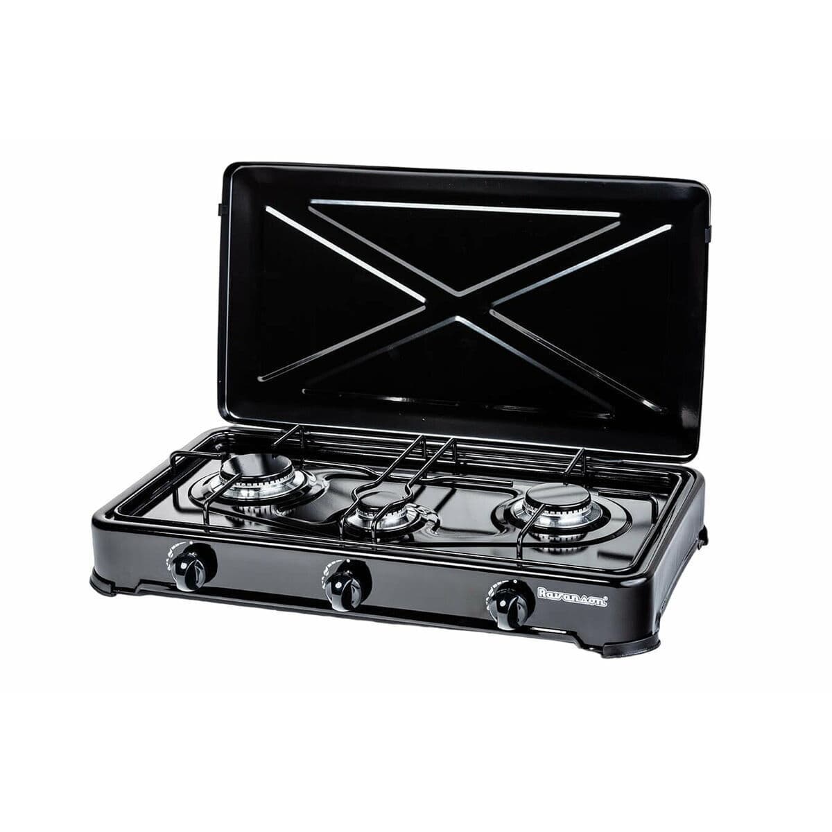 Ravanson K-03TB K-03TB Επιτραπέζια Εστία Υγραερίου Τριπλή Μαύρη 5