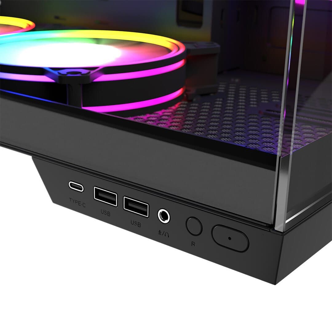 Modecom Panorama ARGB 5F Gaming Midi Tower Κουτί Υπολογιστή με Πλαϊνό Παράθυρο Μαύρο 5