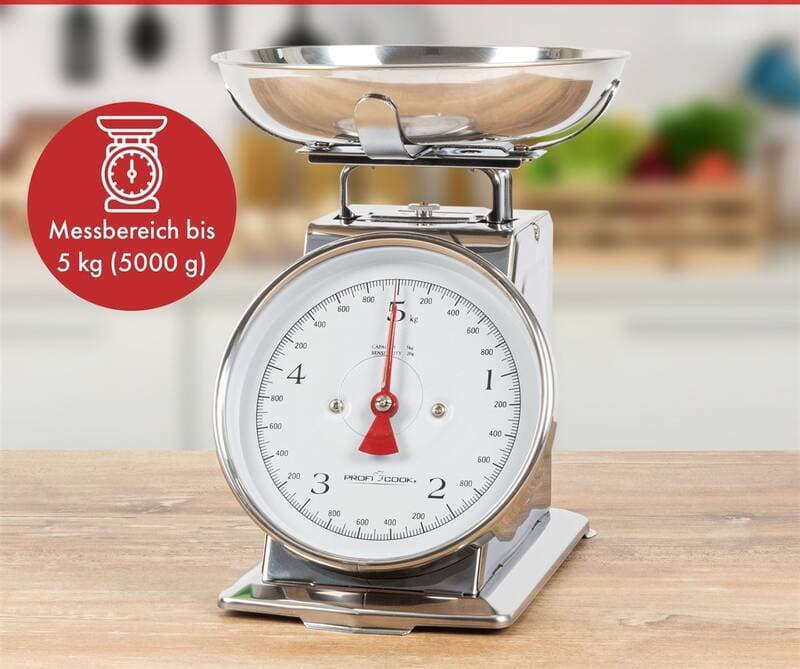 Profi Cook Αναλογική Ζυγαριά Κουζίνας με Κάδο έως 5kg Γκρι 8