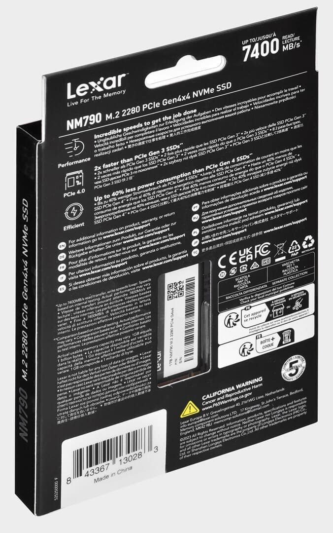 Lexar NM790 SSD 1TB τύπου M.2 με σύνδεση PCI Express 4.0 (PS5 Compatible) LNM790X001T-RNNNG 7