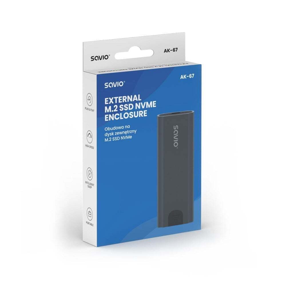 Savio Θήκη για Σκληρό Δίσκο M.2 SATA III NVME με σύνδεση Type-C σε Γκρι χρώμα 4