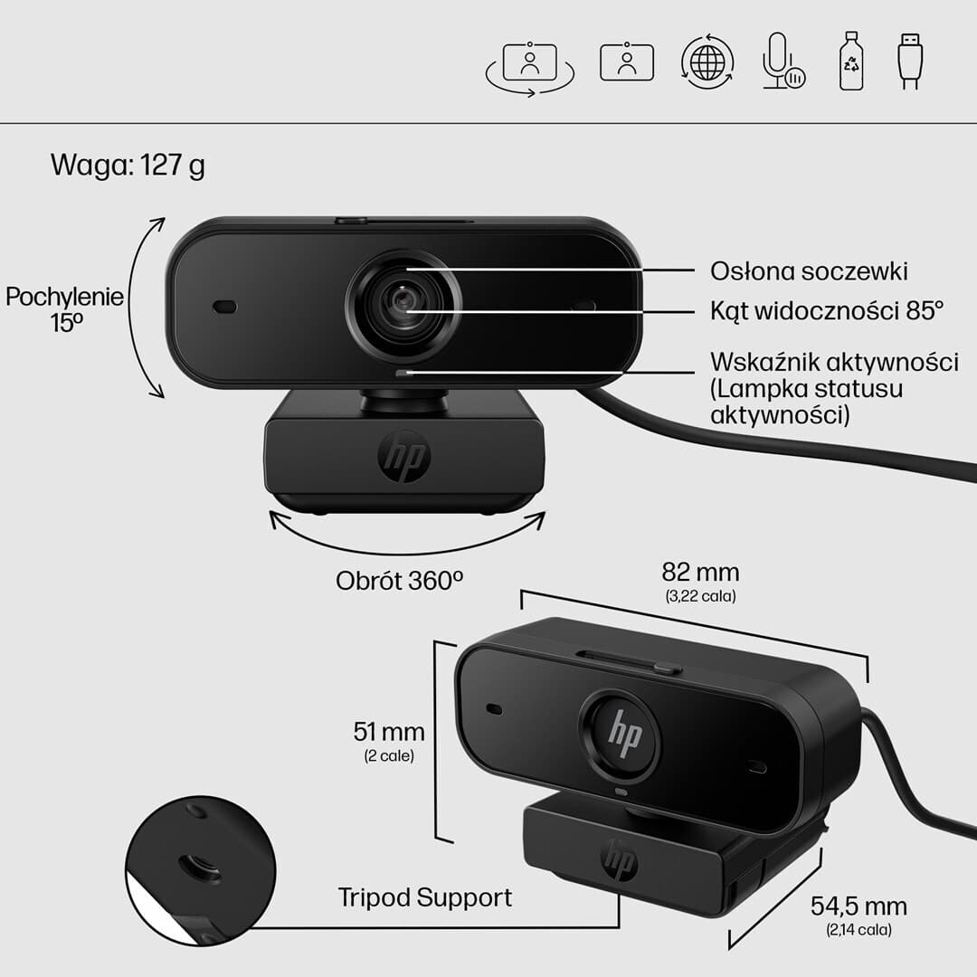 HP 430 Web Camera Full HD 1080p με Autofocus 77B11AA 6