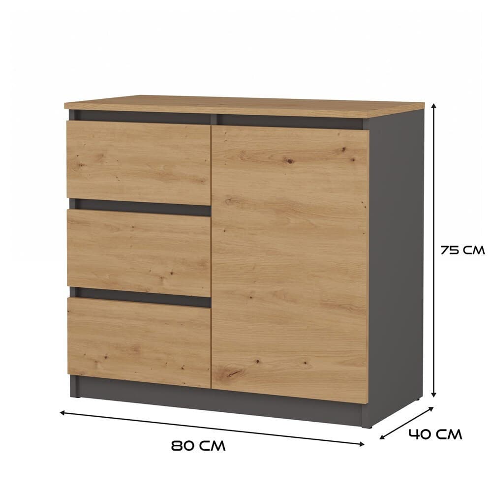 Malwa 1d3s/ba Anthracite Artisan Chest Drawers 3