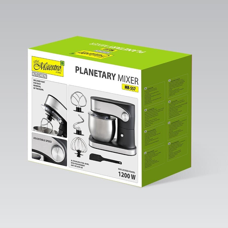 Maestro Κουζινομηχανή 1200W με Ανοξείδωτο Κάδο 3lt Μαύρη MR-557 4