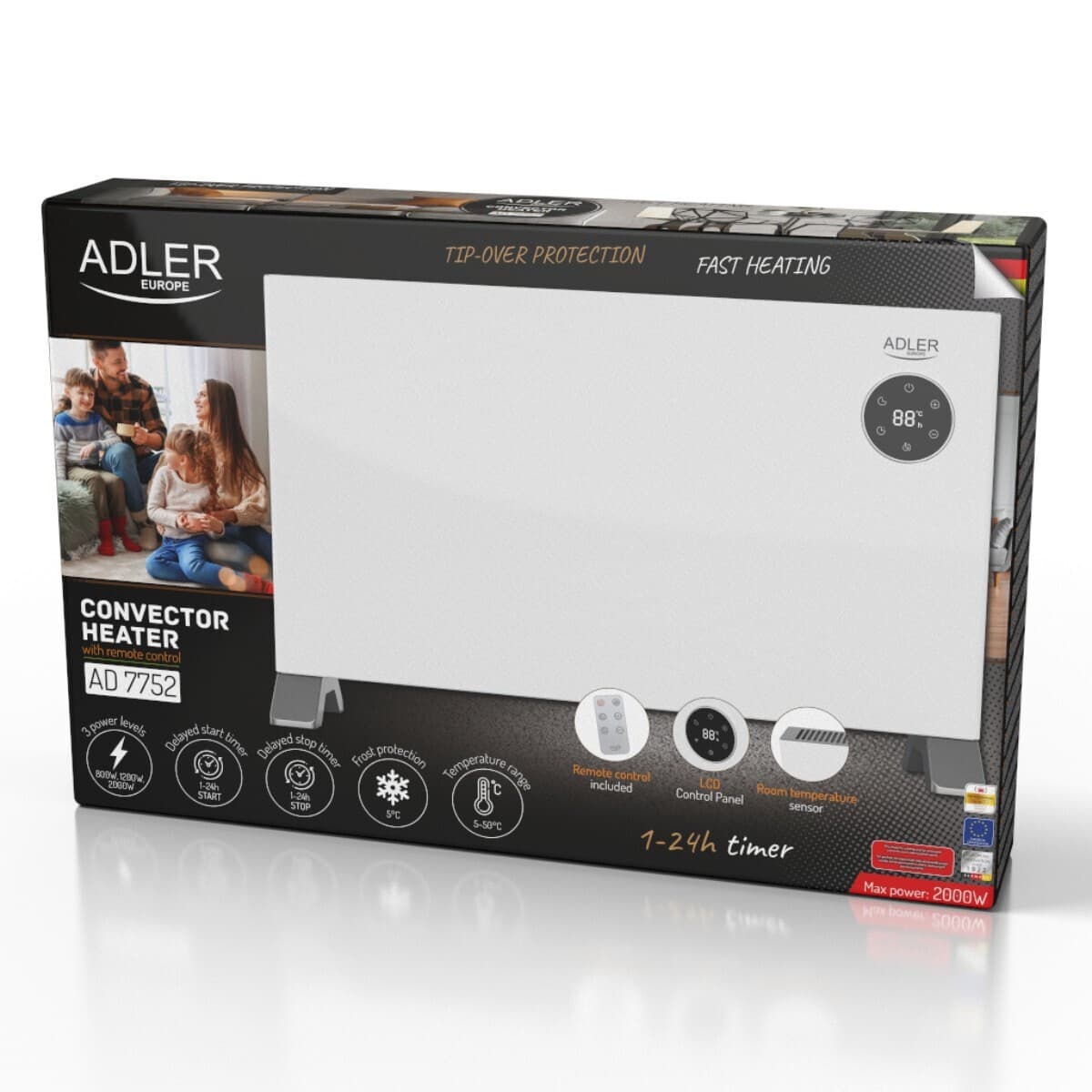 Adler AD 7752 Θερμοπομπός Δαπέδου 2000W με Ηλεκτρονικό Θερμοστάτη Λευκός 9