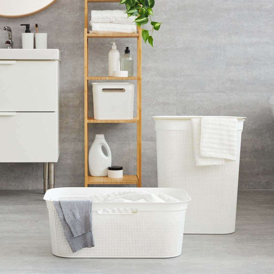 Rotho Babydesign 1023501100 Καλάθι Απλύτων Πλαστικό 50lt με Καπάκι 43.1x34x52.9cm Λευκό 4