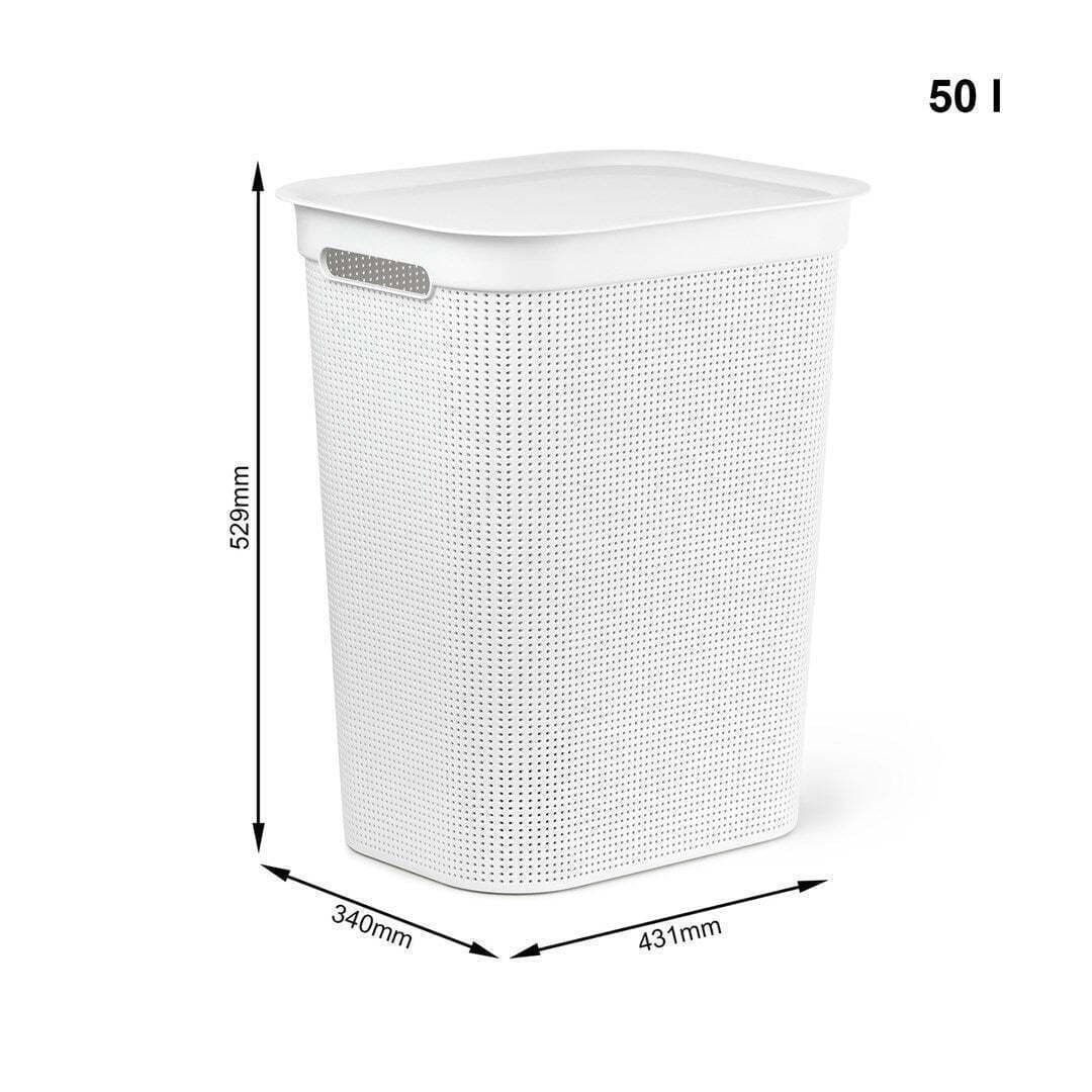 Rotho Babydesign 1023501100 Καλάθι Απλύτων Πλαστικό 50lt με Καπάκι 43.1x34x52.9cm Λευκό 5