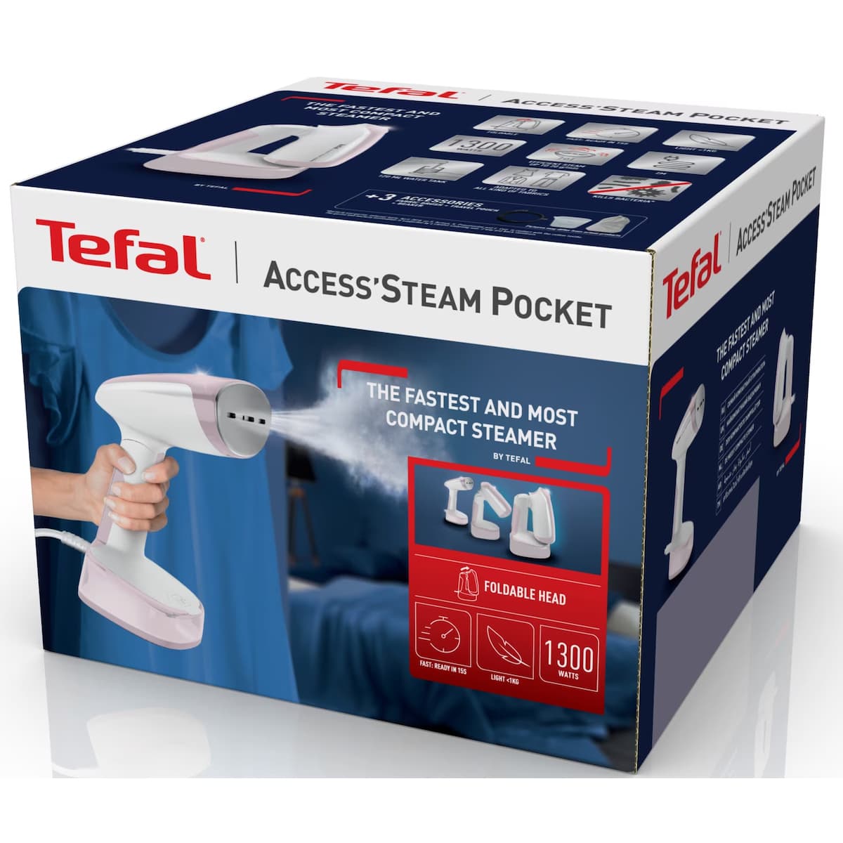 Tefal Access Steam Pocket DT3050E1 Ατμοκαθαριστής Ρούχων Χειρός 1300W με Δοχείο 250ml Λευκός 3