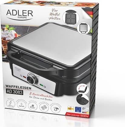 Adler AD 3083 Βαφλιέρα για Τετράγωνες Βάφλες 4 Θέσεων 1600W 6