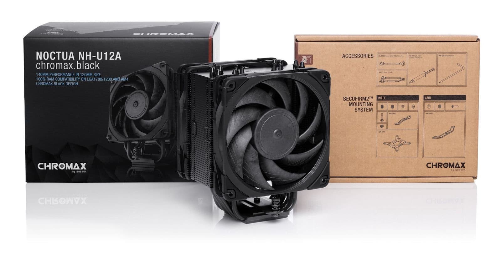 Noctua NH-U12A chromax.black Ψύκτρα Επεξεργαστή Διπλού Ανεμιστήρα για Socket AM4/AM5/1200/115x/1700 6