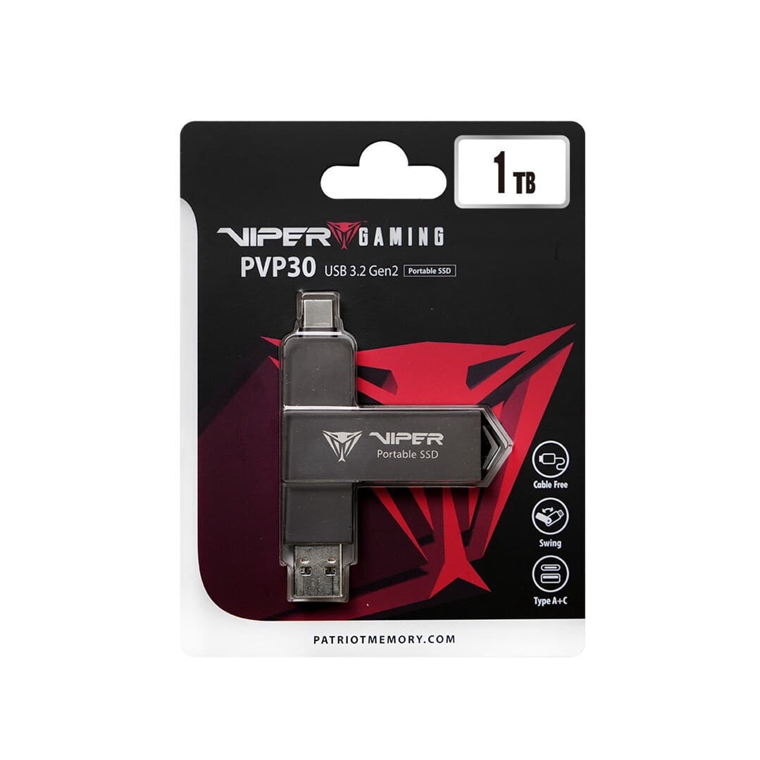 Patriot Pvp30 Duo Compact 1TB USB 3.2 SSD Stick με σύνδεση USB-A & USB-C Μαύρο 3