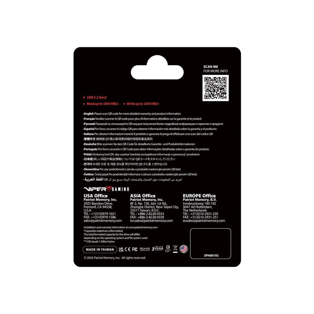 Patriot Pvp30 Duo Compact 1TB USB 3.2 SSD Stick με σύνδεση USB-A & USB-C Μαύρο 4