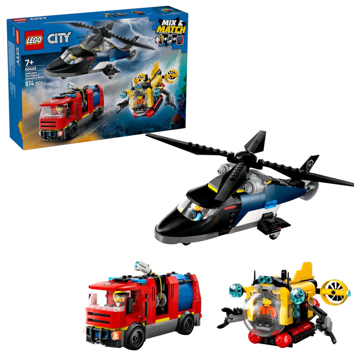 LEGO City Helicopter, Fire Engine & Submarine για 7+ Ετών 874τμχ 60462 3