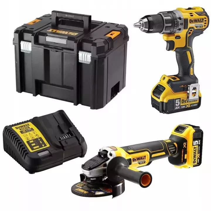 DEWALT DCK2020P2T Σετ Γωνιακός Τροχός & Δραπανοκατσάβιδο 18V με 2 Μπαταρίες 5Ah και Θήκη 2