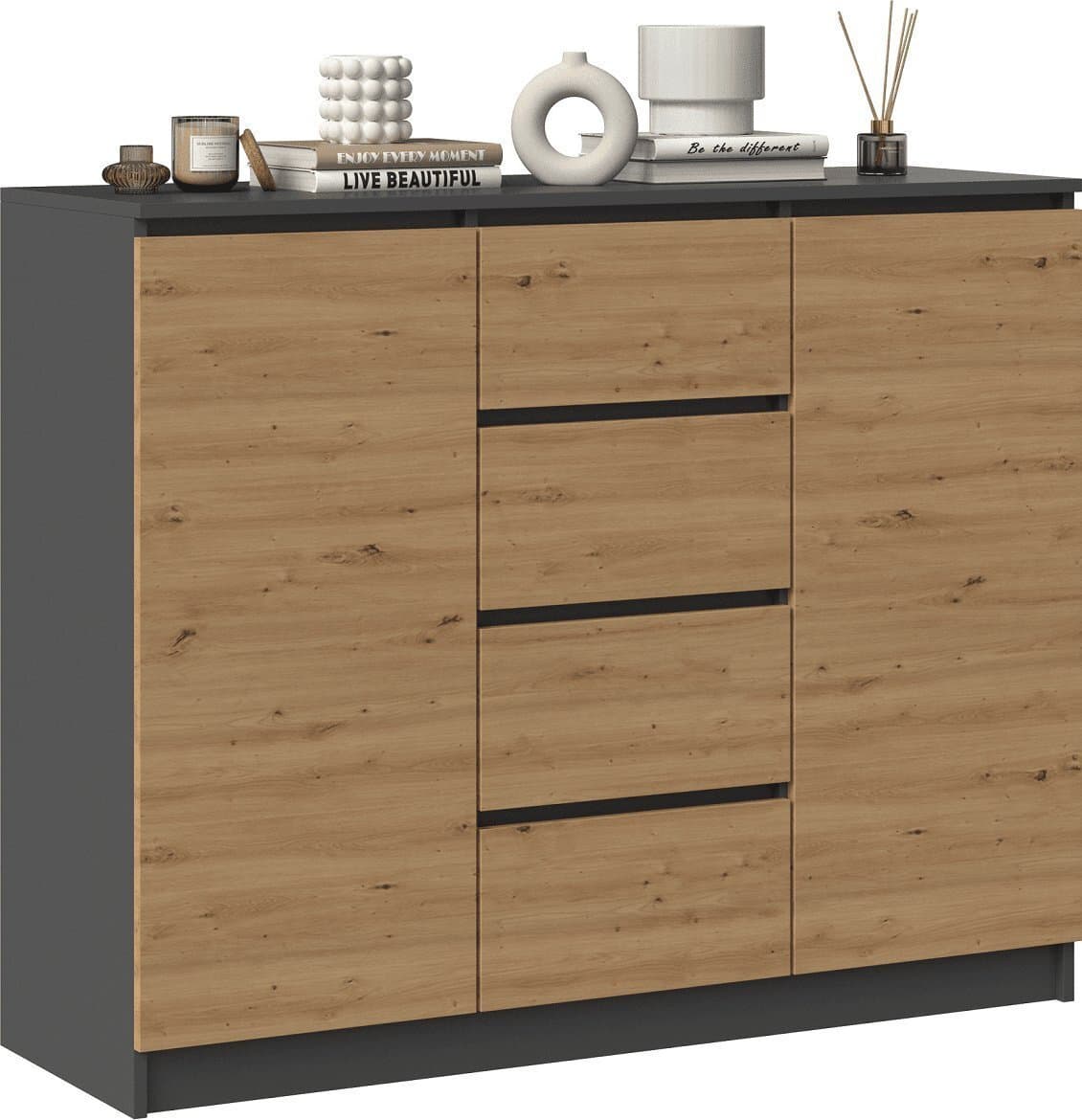 Μπουφές Ξύλινος με Συρτάρια Anthracite 120x40x97cm 5