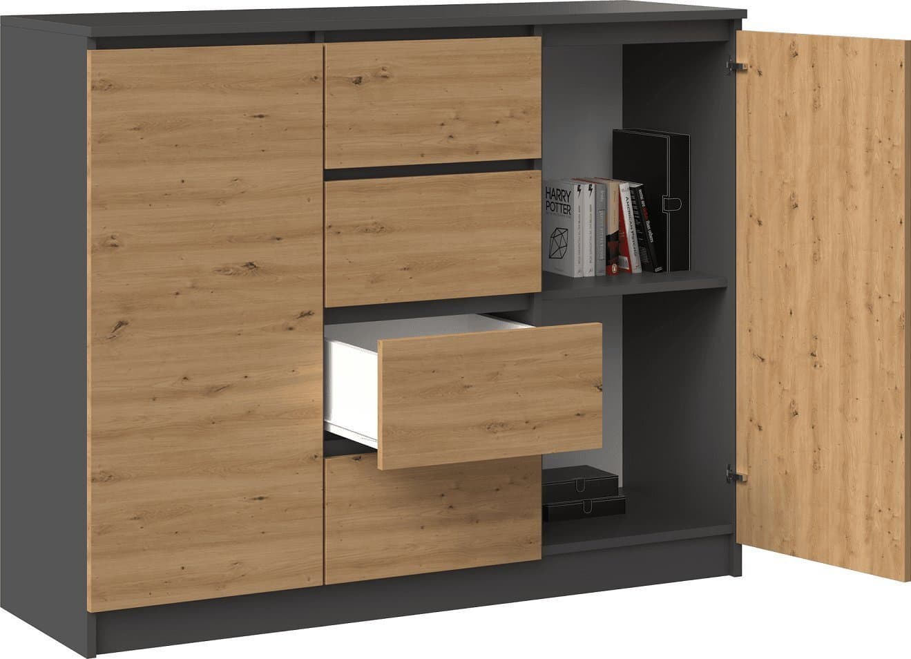 Μπουφές Ξύλινος με Συρτάρια Anthracite 120x40x97cm 4