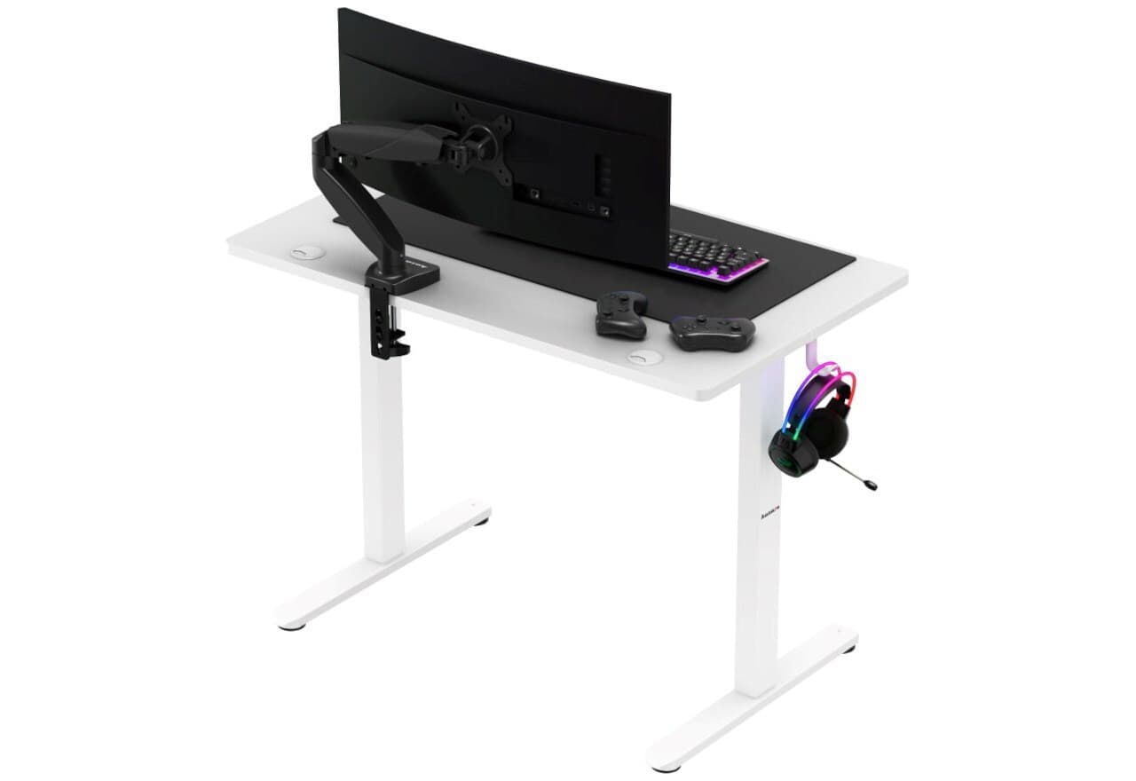 Ηλεκτρικό Γραφείο Gaming Hero 7.9 Ξύλινο White με Μεταλλικά Πόδια & Ρυθμιζόμενο Ύψος 100x60x72εκ. 4
