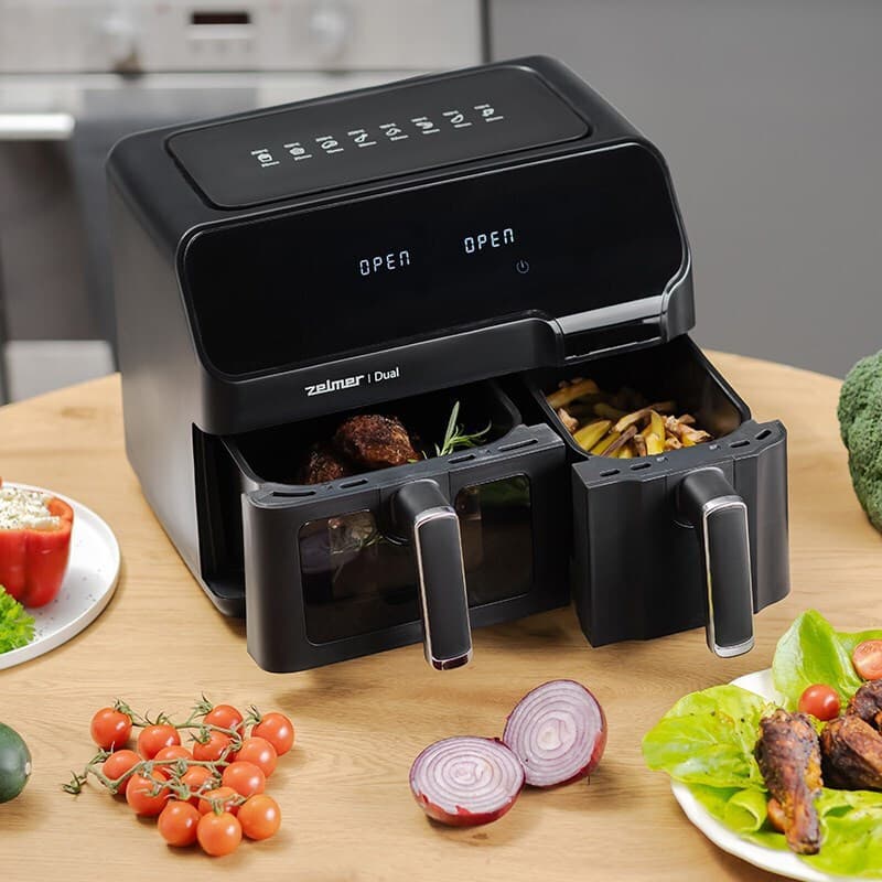 Zelmer Air Fryer με Διπλό Αποσπώμενο Κάδο 9lt Μαύρο ZAF9000 7